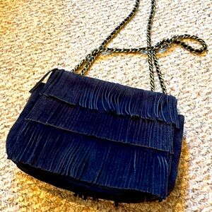 Tory Burch Navy Fringe Shoulder Bag